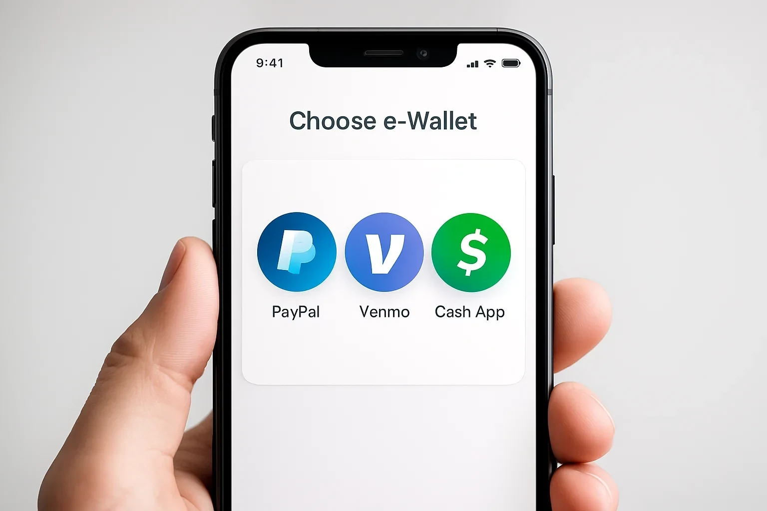 Smartphone com ícones de carteiras eletrónicas PayPal Skrill e Neteller para pagamentos de apostas